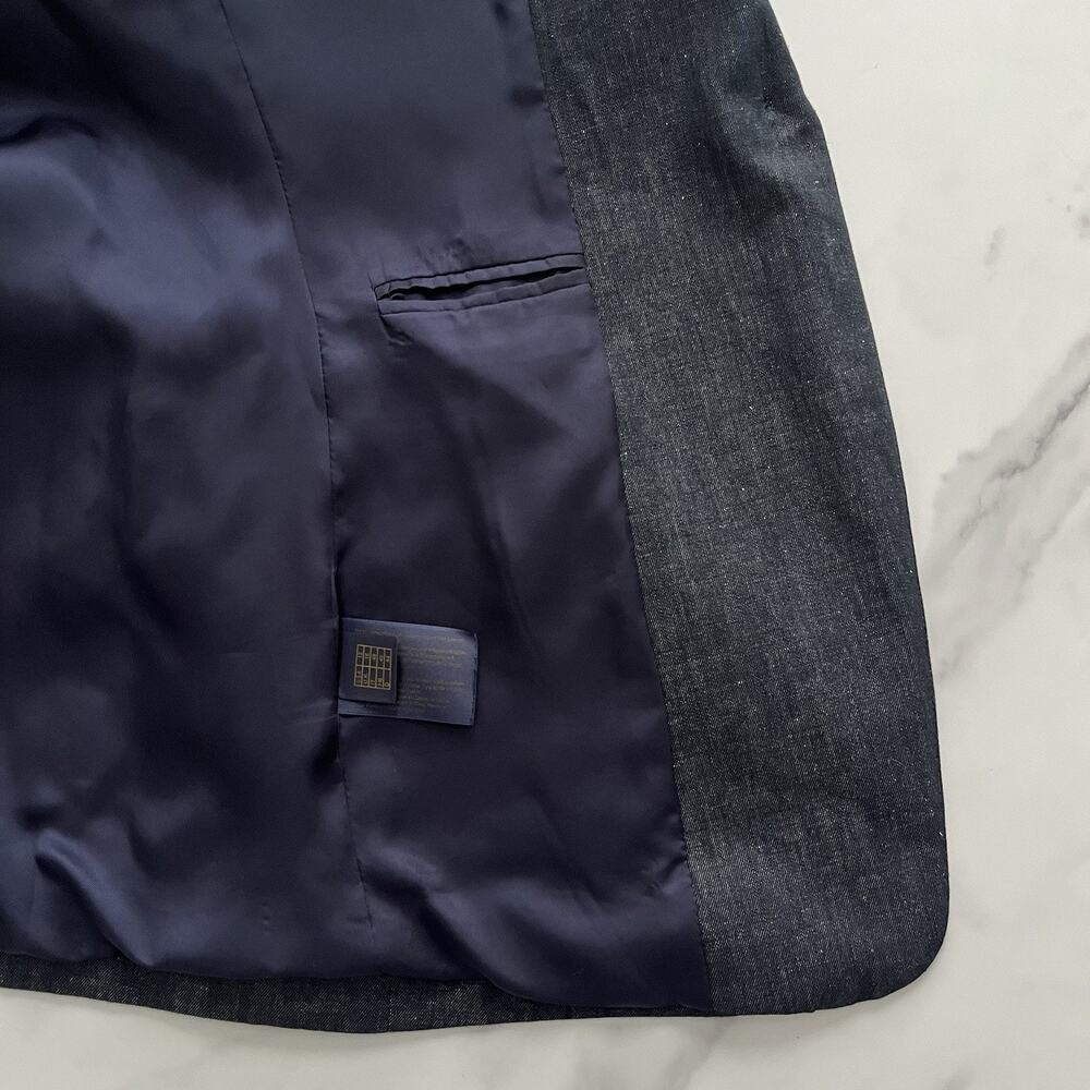 Brooks Brothers Linen Blazer Denim Blue Size 12 quiet luxury classic Chic jacket - Picture 10 of 12